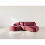 Miro - Canapé D'Angle Convertible Avec Coffre - 4 Places - Velours Texturé - Prune