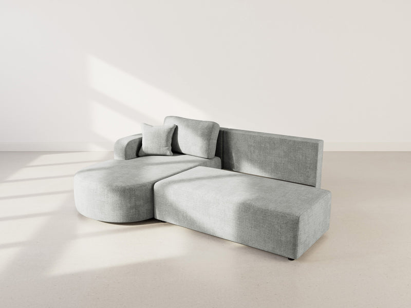 Miro - Convertible Corner Sofa With Box - 4 Seater - Textured Velvet - Gray
