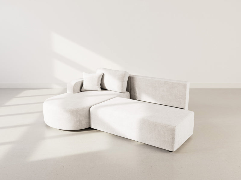 Miro - Convertible Corner Sofa With Box - 4 Seater - Textured Velvet - Beige