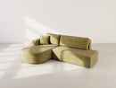 Miro - Convertible Corner Sofa with Chest - 4 Seater - Textured Velvet - Olive Green