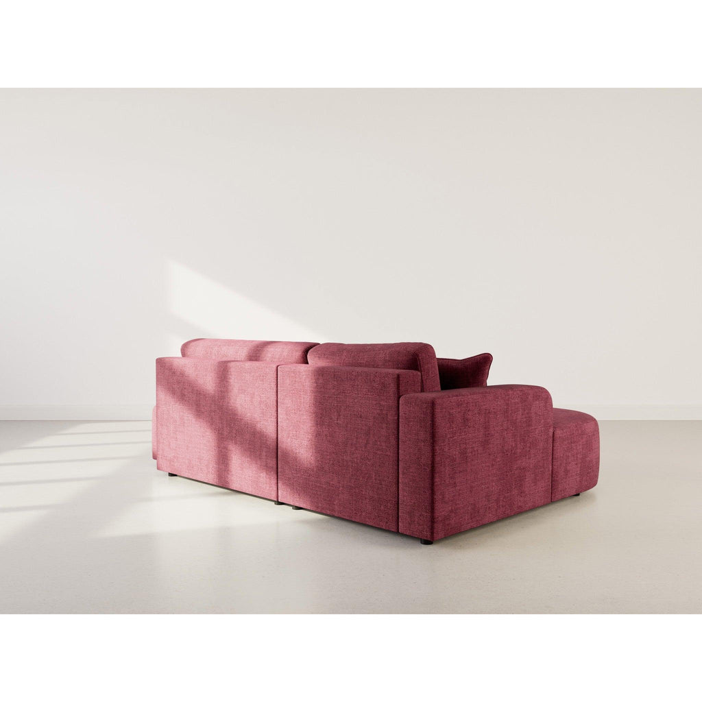 Miro - Canapé D'Angle Convertible Avec Coffre - 4 Places - Velours Texturé - Prune