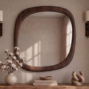 Miroir carré Yoko en placage noyer, 120 x 120 cm