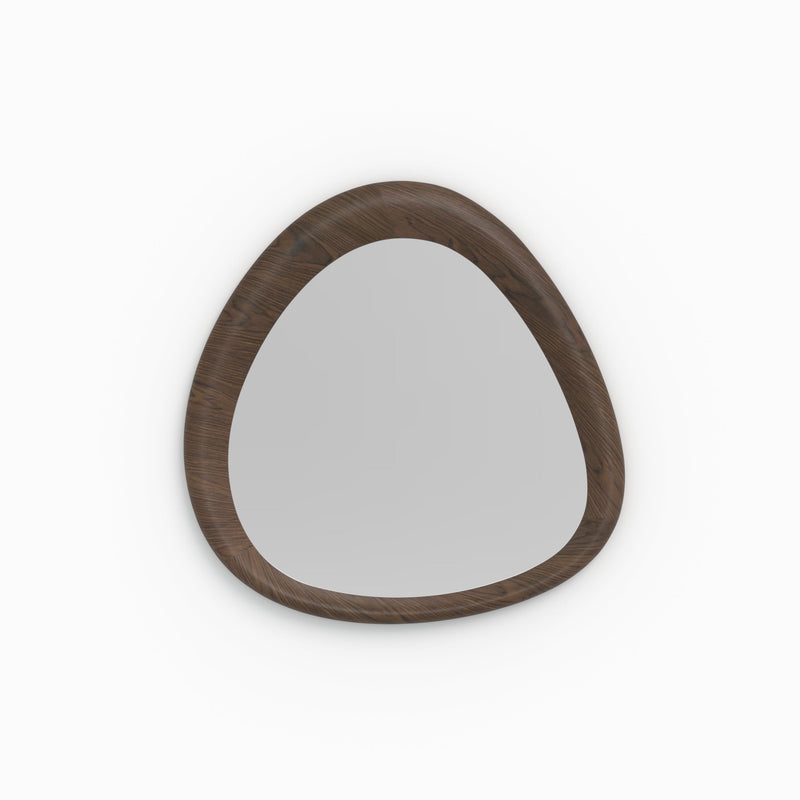 Miroir organique Yoko en placage noyer, D100 cm