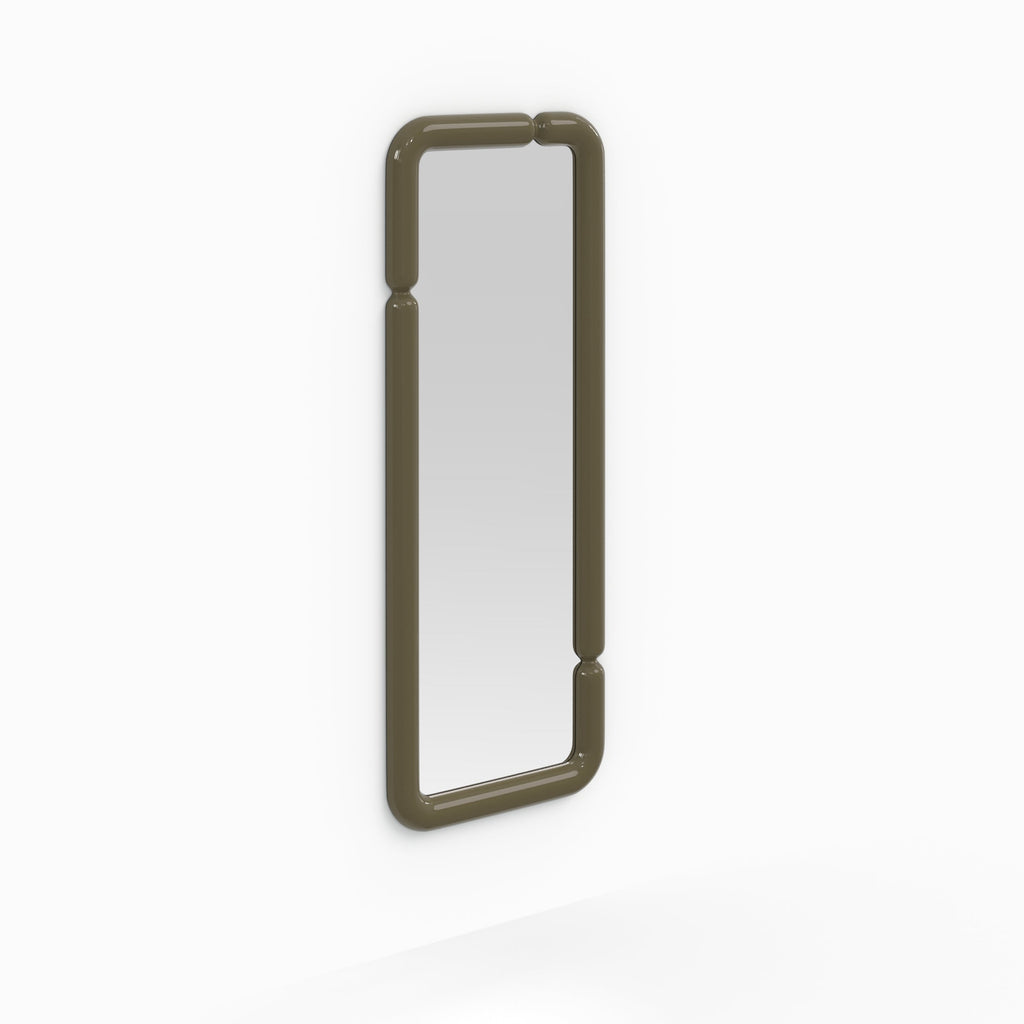 Seda - Espejo rectangular lacado en verde caqui