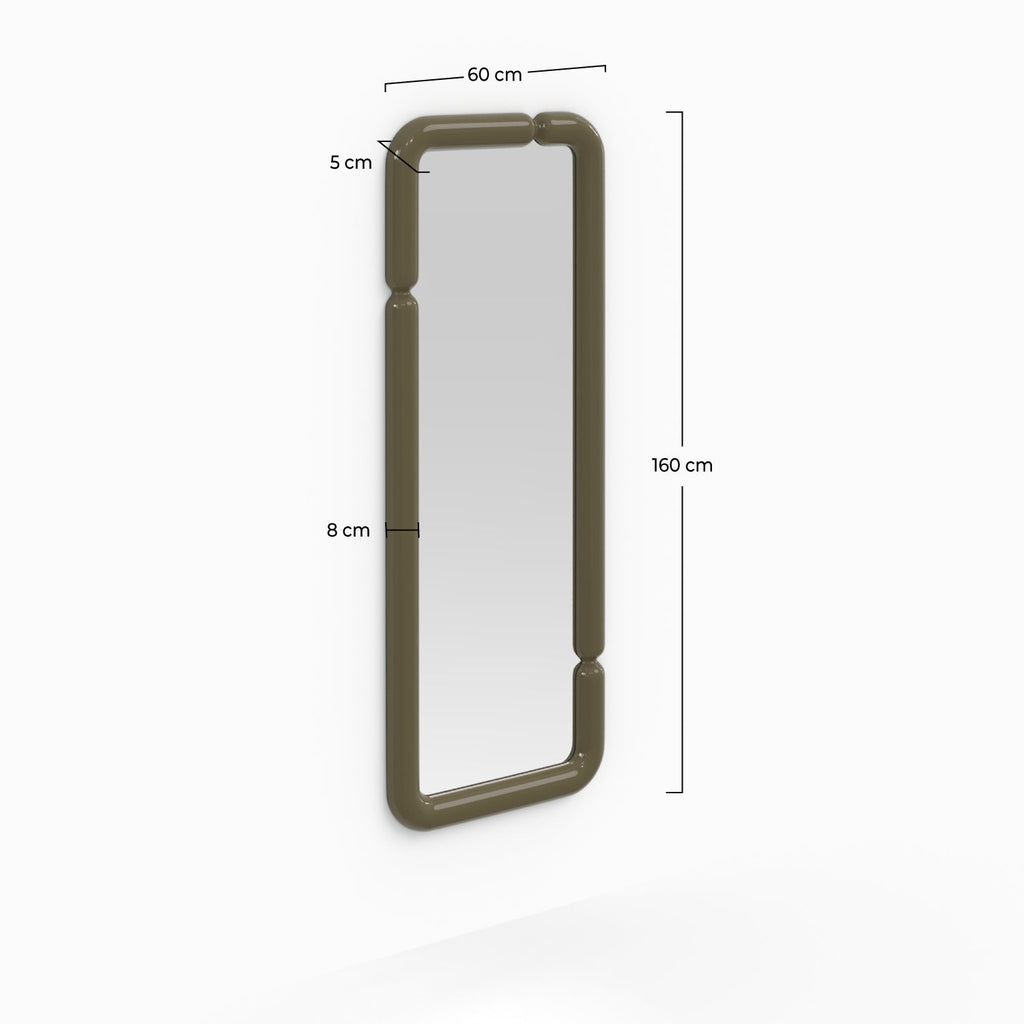 Seda - Espejo rectangular lacado en verde caqui