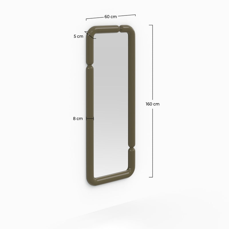 Miroir rectangulaire Silk laqué vert kaki 160 x 60 cm