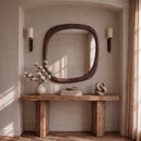Miroir carré Yoko en placage noyer, 120 x 120 cm