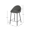 Chaise de bar mi-hauteur Misty effet laine bouclette grise 65 cm (lot de 2)