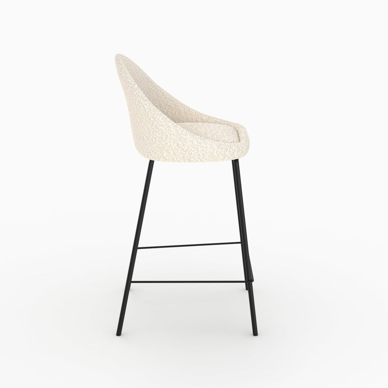 Chaise pour îlot central Misty effet laine bouclette blanche 65 cm