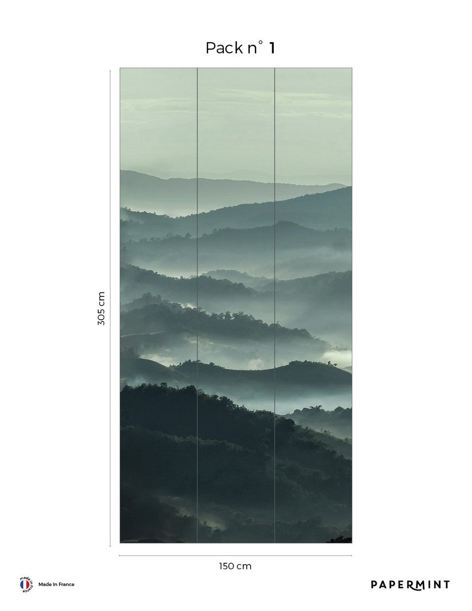 Misty Line Mural - Mossy Green