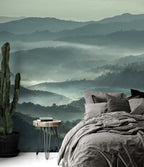 Misty Line Mural - Mossy Green