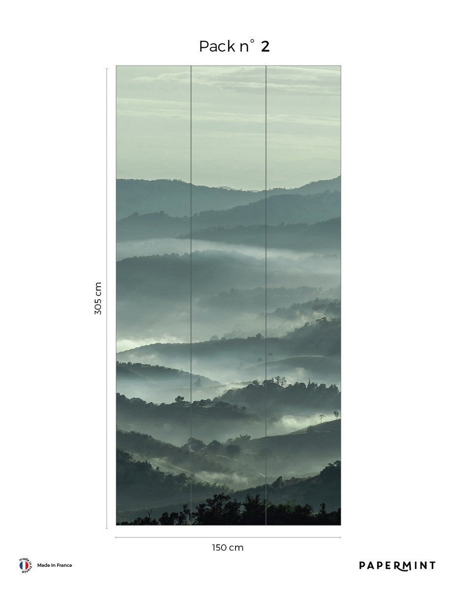 Misty Line Mural - Mossy Green