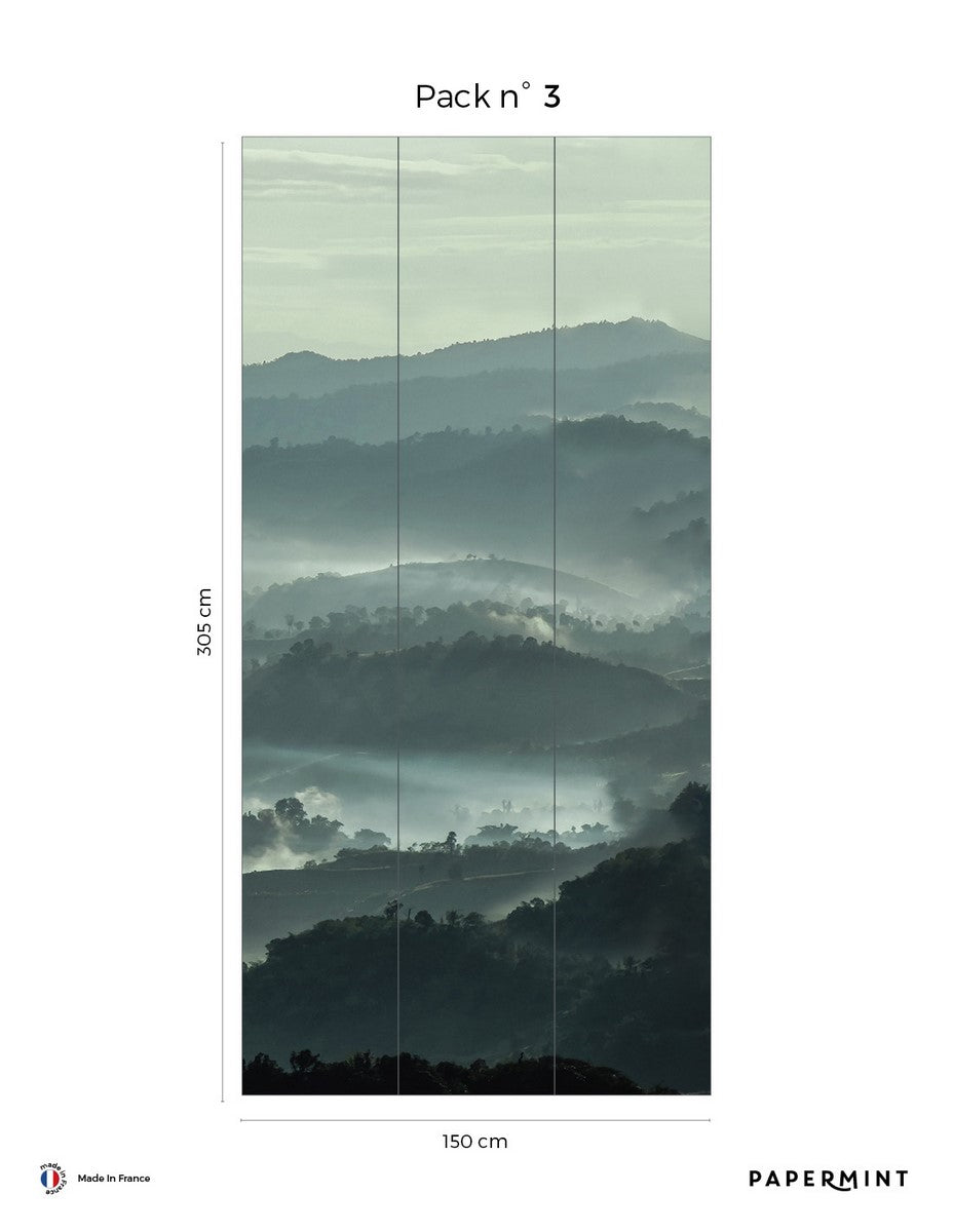 Misty Line Mural - Mossy Green