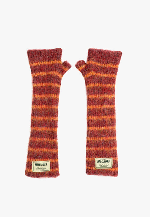 Moufles Duveteuses Bordeaux Et Orange