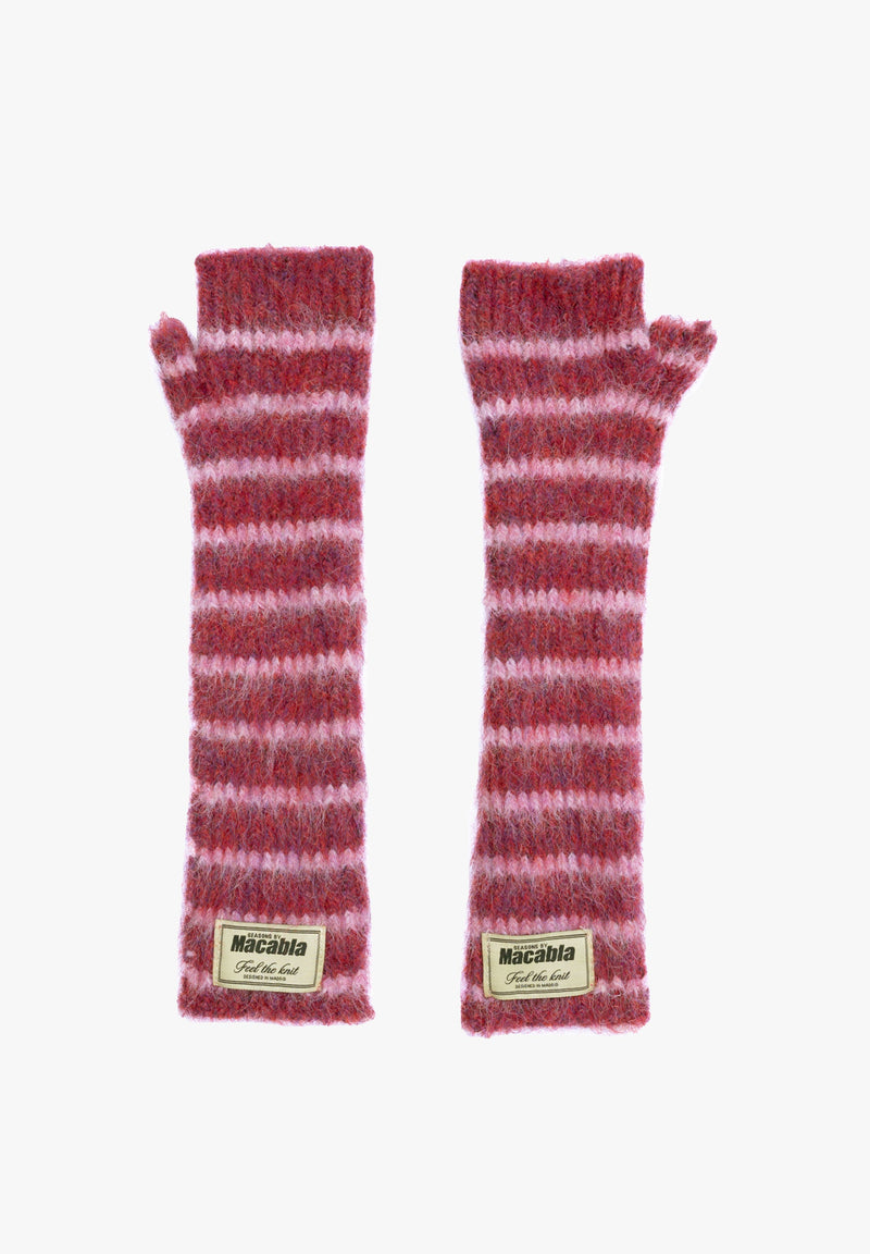 Moufles Duveteuses Grenat Et Roses