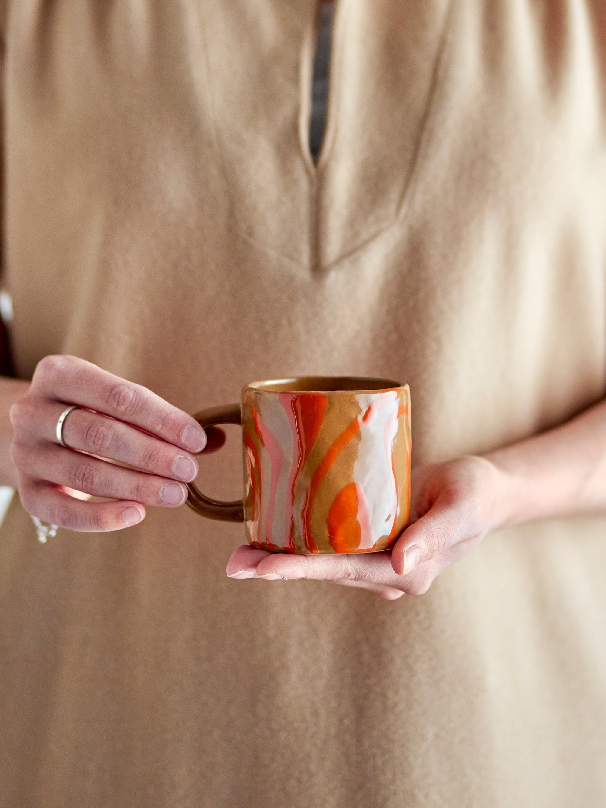 Ninka - Set of 6 Cups - Orange - Stoneware
