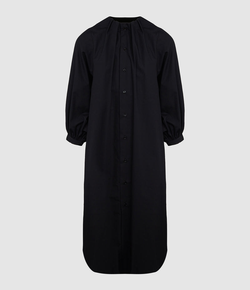 Mm6 Maison Margiela - Robe Midi Coton Noir - Femme