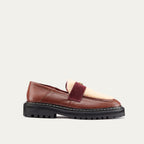 Mia Bark Leather Moccasin And Cream Shearling