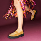 Mocassin Cuir Mia Pecan Et Raphia