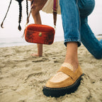 Mocassin Cuir Mia Pécan et Raphia