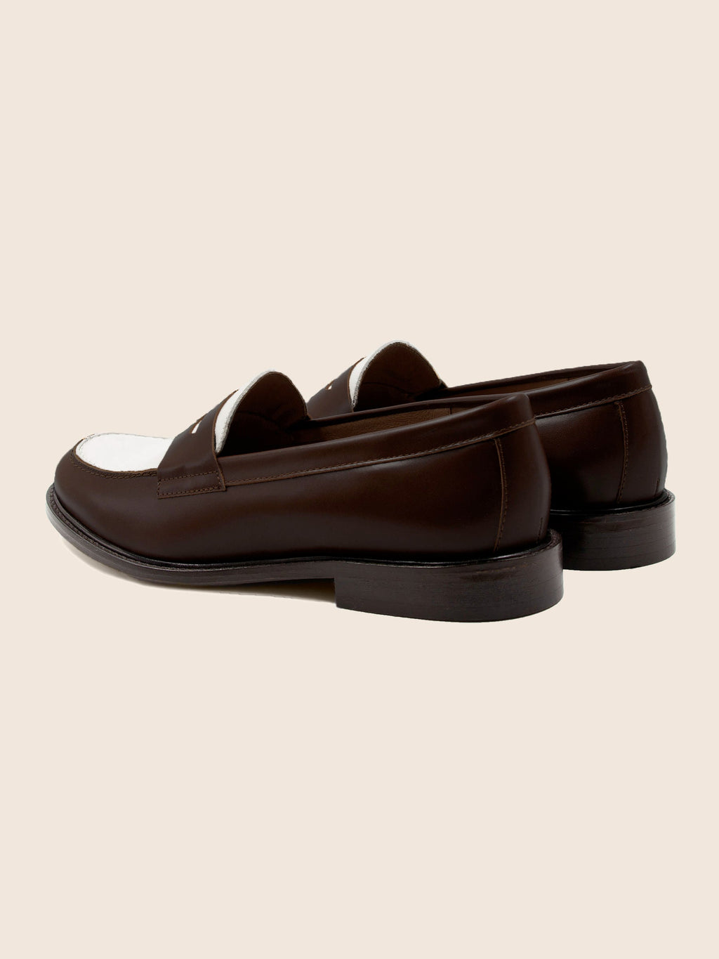 Mocassins Cuir Marron Blanc - Femme