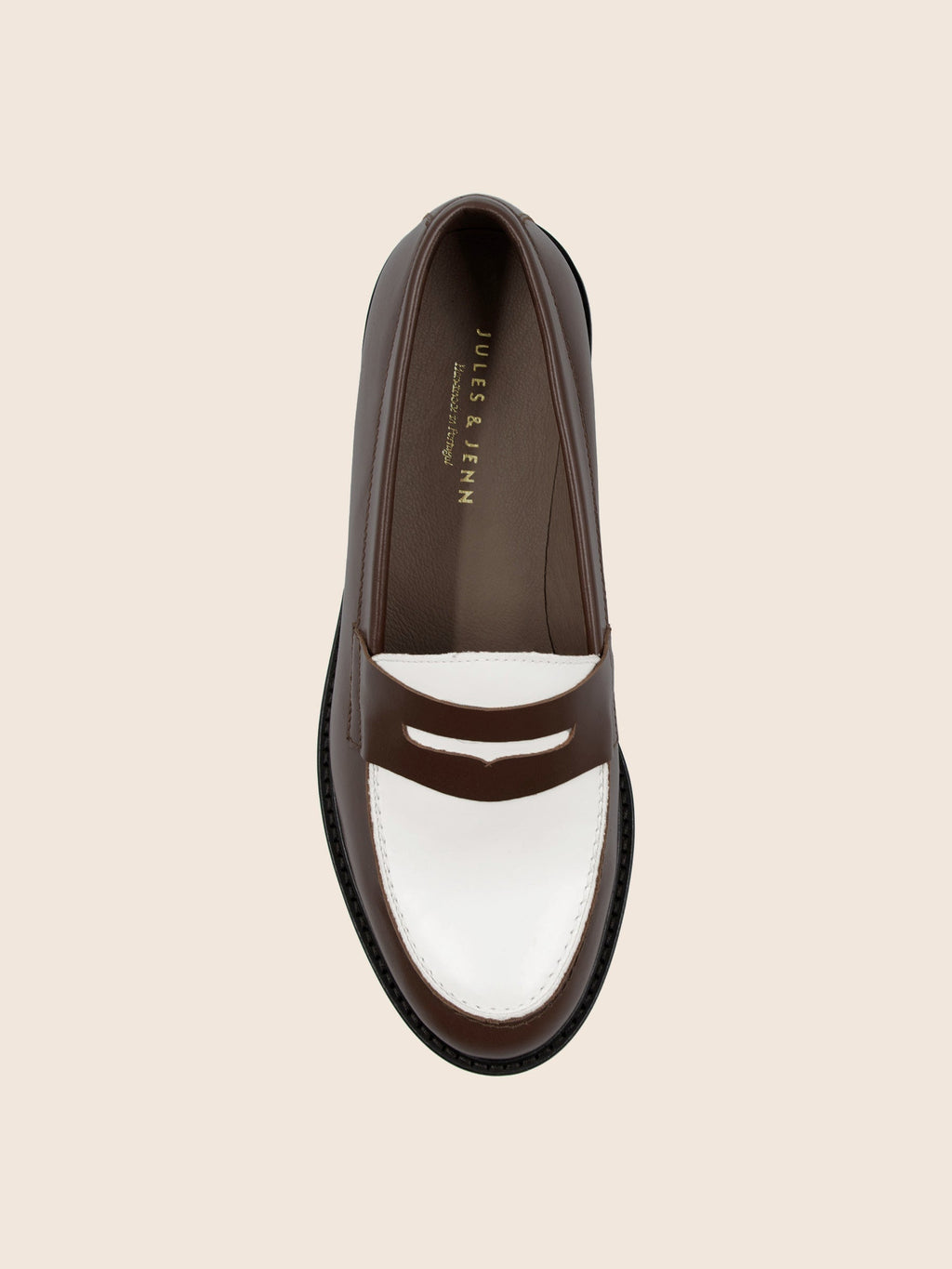 Mocassins Cuir Marron Blanc - Femme