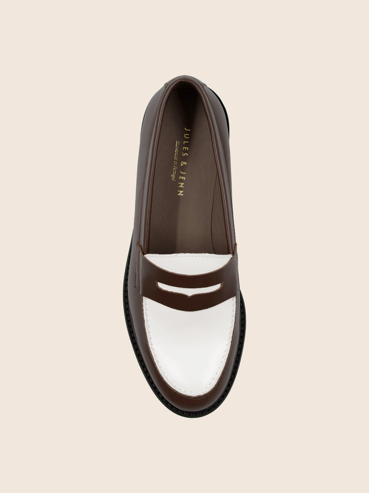 Mocassins Cuir Marron Blanc - Femme