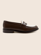 Mocassins Cuir Marron Blanc - Femme
