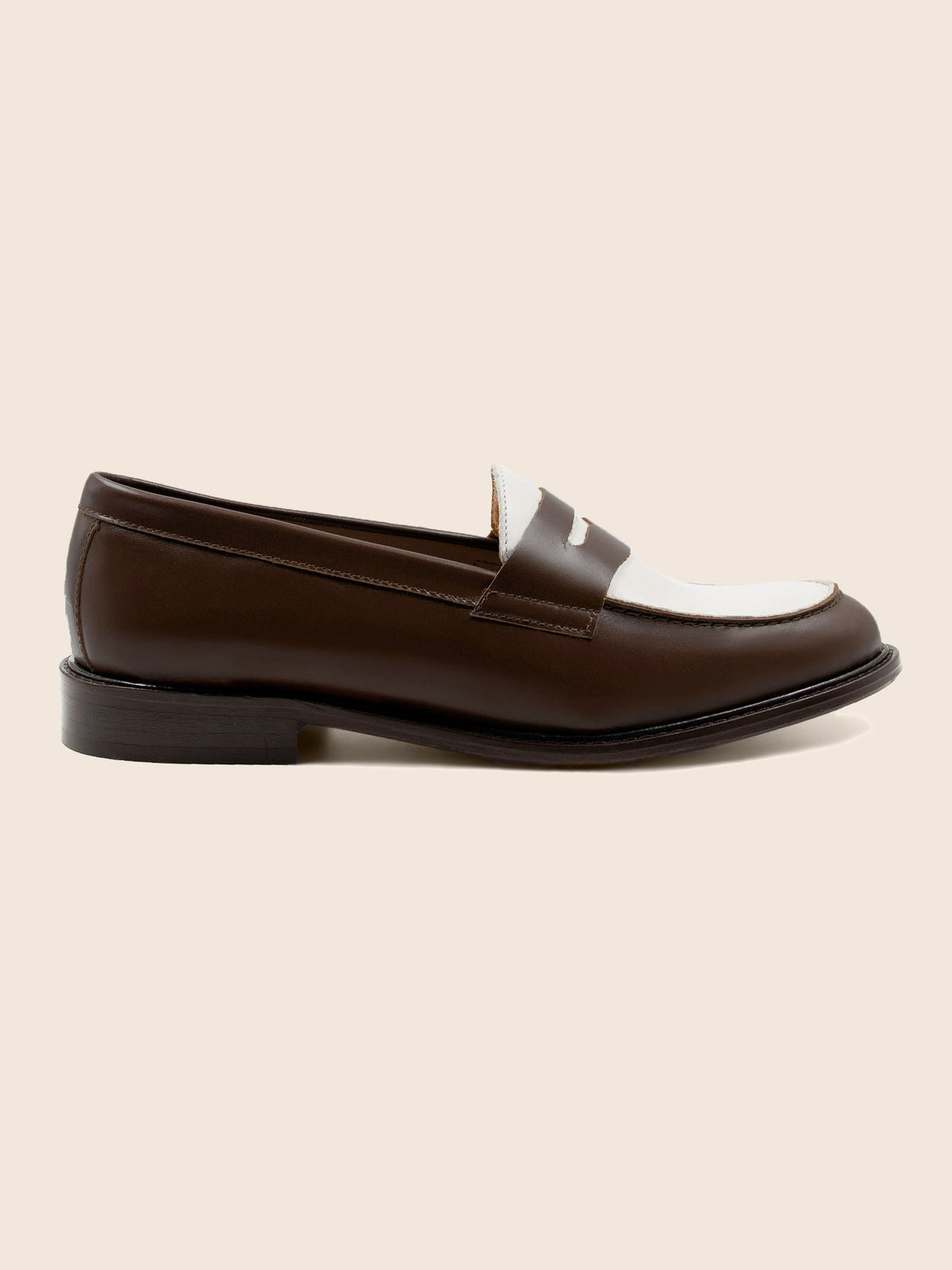 Mocassins Cuir Marron Blanc - Femme