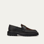 Mia Leather Moccasin Black Ocelot
