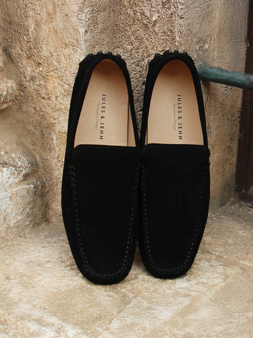 Mocassins Cuir Daim Noir - Homme