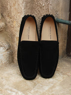 Mocassins Cuir Daim Noir - Homme