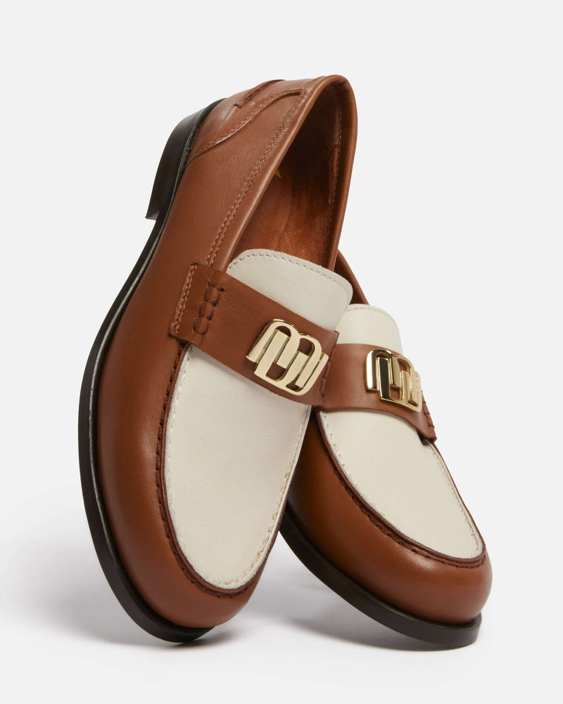 MOCASSINS TAMIRA/BI COGNAC ECRU - minelli.fr