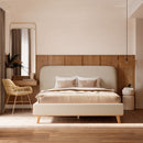 Lit double Modjo 160x200 cm en tissu gris/beige