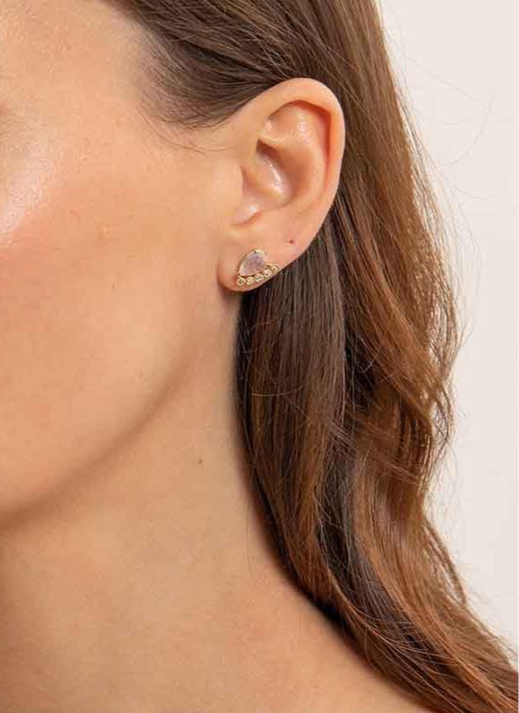 Jacquie Aiche - Mono Boucle D'Oreille Bezel Moonstone Teardrop Stud - Rose Gold - Femme