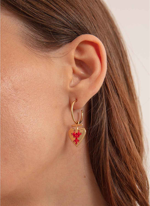 Camille Enrico - Mono Medium Alta Earring - Red,Gold - Woman