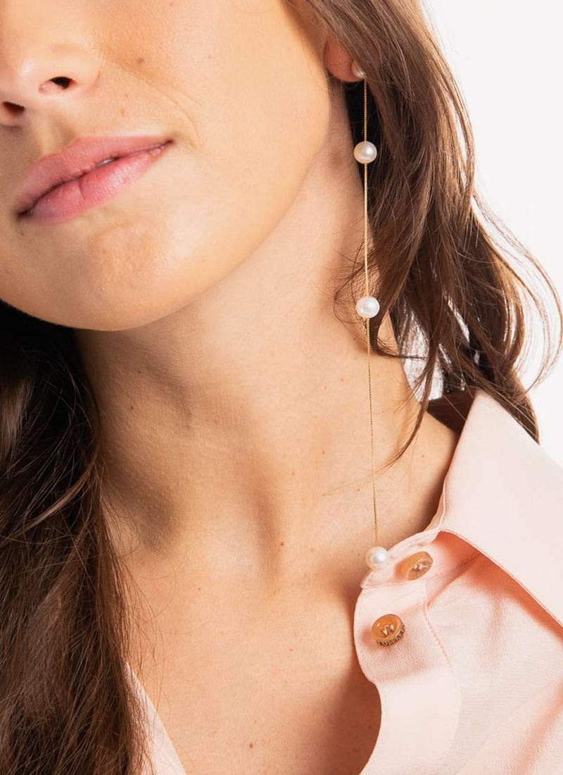 Saskia Diez - Mono Boucle D'Oreille Pearl Dancing - Rose Gold - Femme