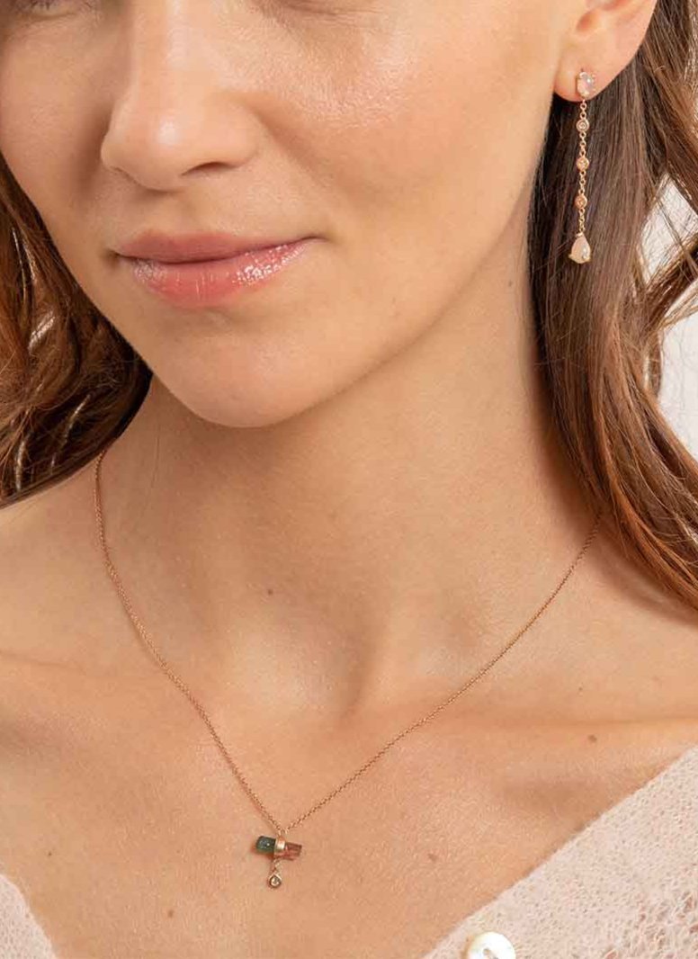 Jacquie Aiche - Mono Boucle D'Oreille Pierres - Rose Gold - Femme