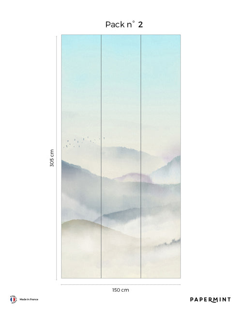 Fresque Montagne du Japon - Bleu Lupin