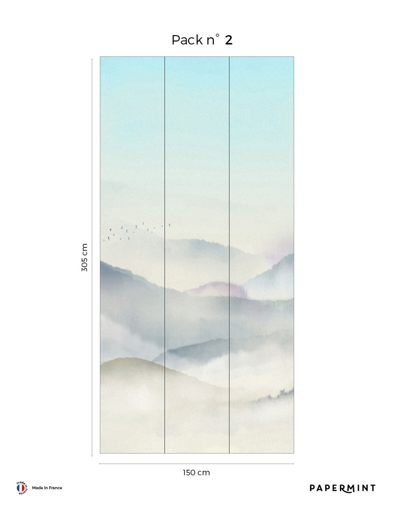 Fresque Montagne du Japon - Bleu Lupin