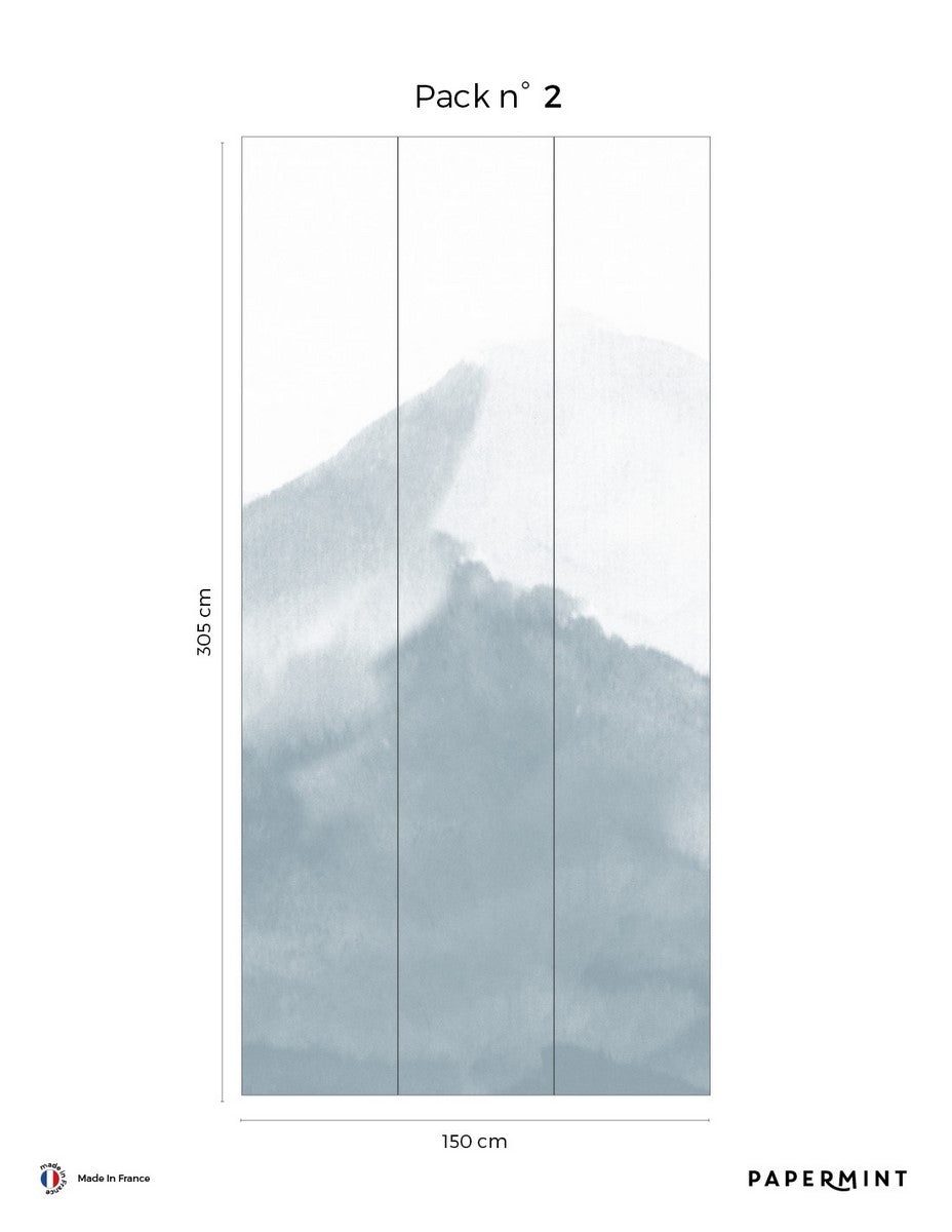 Wandschildering Mountain Water - Porseleinblauw