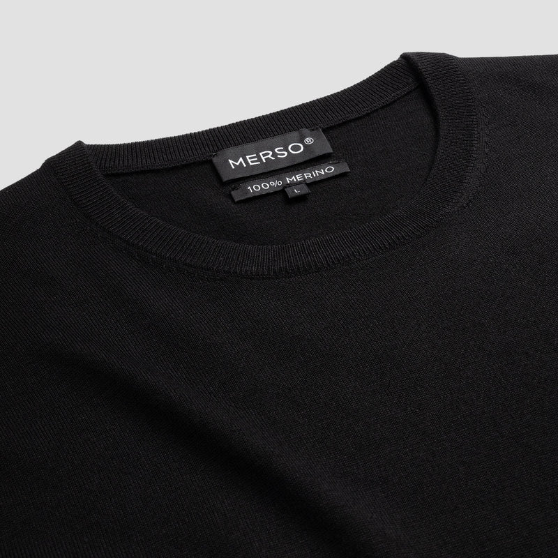 Pull Crew Neck 100% Merino - Basalt Black