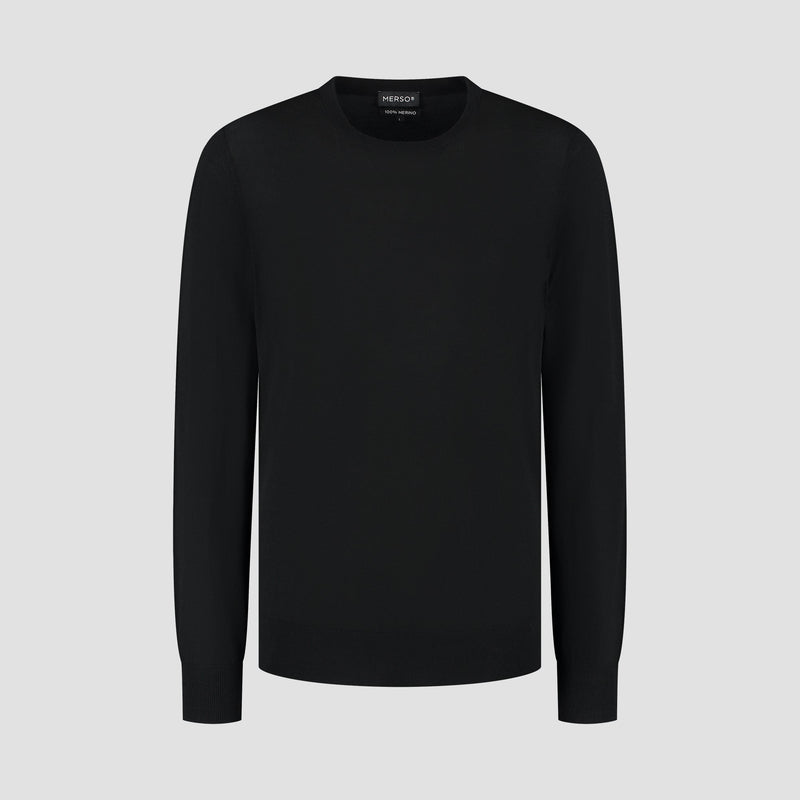 Pull Crew Neck 100% Merino - Basalt Black