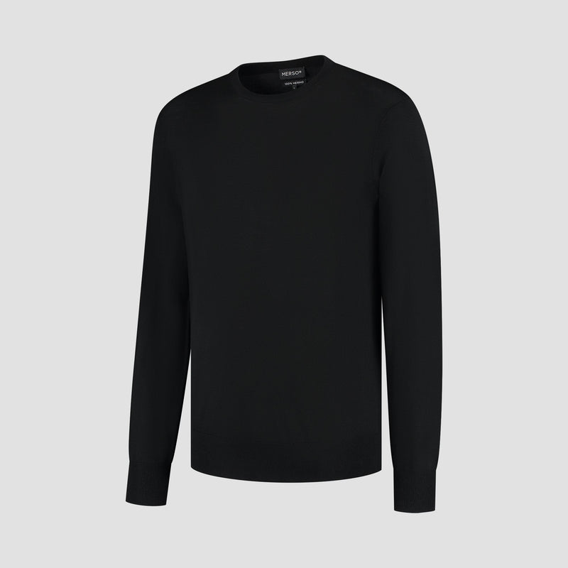 Pull Crew Neck 100% Merino - Basalt Black