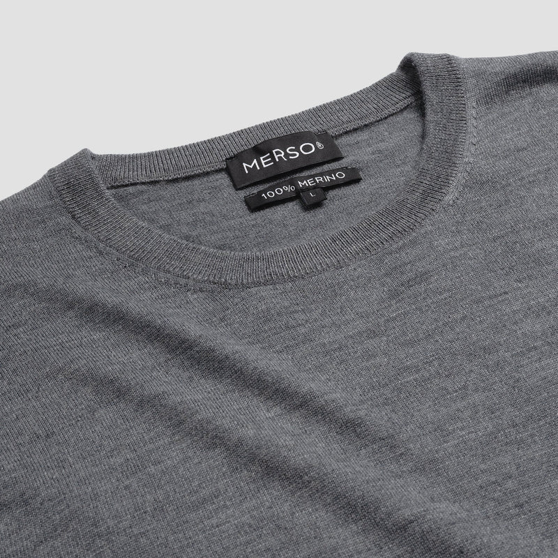 Pull Crew Neck 100% Merino - Storm Grey