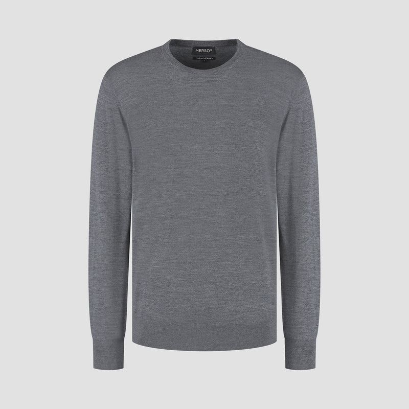 Pull Crew Neck 100% Merino - Storm Grey