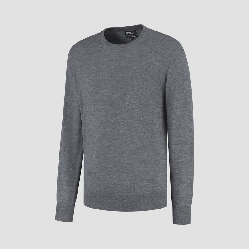 Pull Crew Neck 100% Merino - Storm Grey