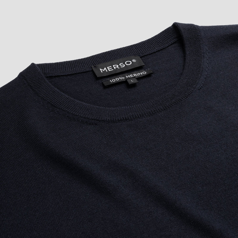 Pull Crew Neck 100% Merino - Navy Blue