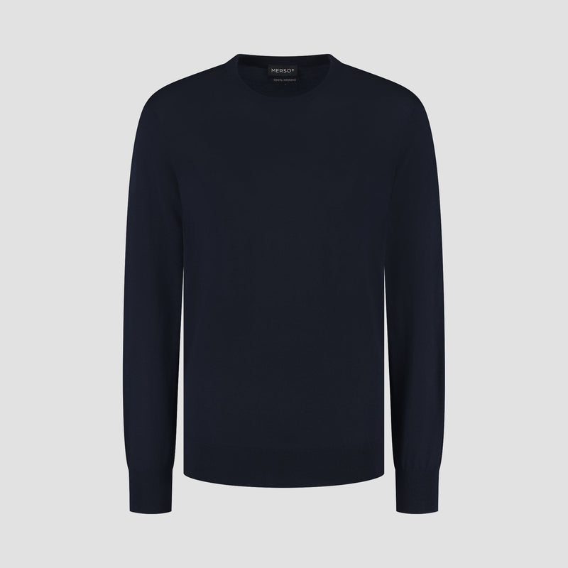 Pull Crew Neck 100% Merino - Navy Blue