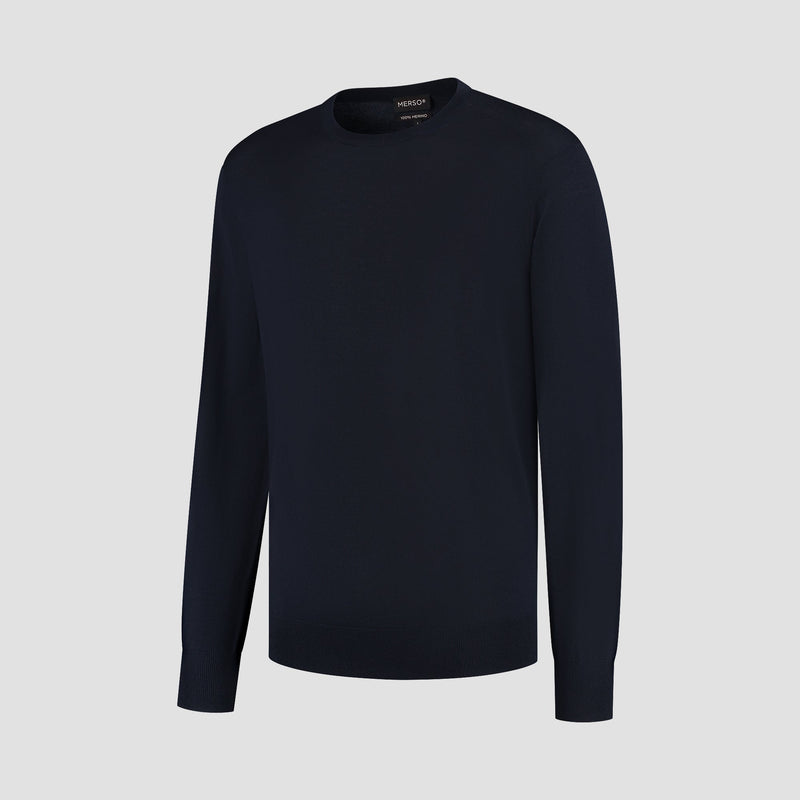 Pull Crew Neck 100% Merino - Navy Blue
